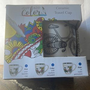 Just add color ceramic travel cup new in box